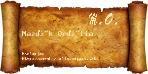 Mazák Orália névjegykártya